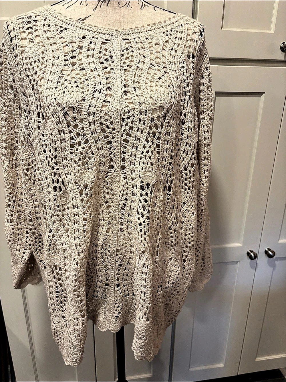 Adrianna Papell Openwork Crochet Cardigan XL Like New